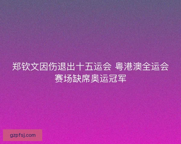 郑钦文因伤退出十五运会 粤港澳全运会赛场缺席奥运冠军 郑钦文因伤退出十五运会 粤港澳全运会赛场缺席奥运冠军